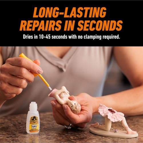 Gorilla Super Glue with Brush & Nozzle Applicator, Clear, 12 g, 2-Pack