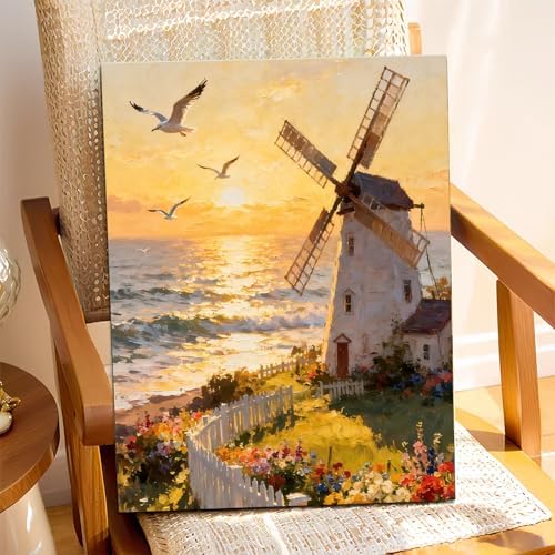 XTCIXAL Paint by Numbers Kit for Adults, Windmill, 16X20 Inch