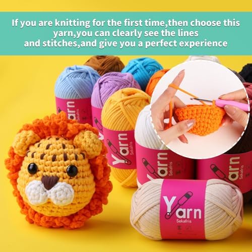 Crochet Yarn 150g/163.5yds Cotton Yarn for Crocheting - Crochet Knitting Yarns for Beginners with Easy-to-See Stitches - Yarn for Crocheting - Parfait Chunky Yarns -Cotton-Nylon Blend (A3)