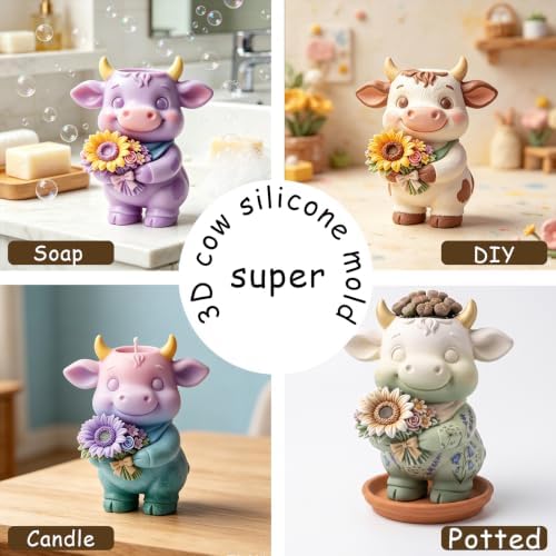 3D Highland Cow Silicone Resin Mold for Epoxy Casting Succulent