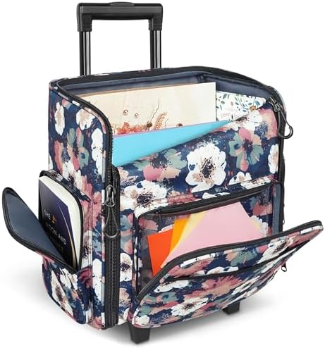 YOREPEK Large Rolling Craft Bag Wheels, Briefcase Gift for Crafter Teacher