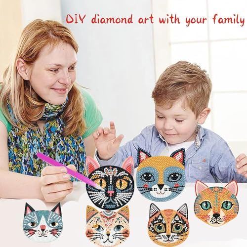 6 Pcs Diamond Art Coasters Kit for Adult with Holder, Diamond Coaster 4x4in