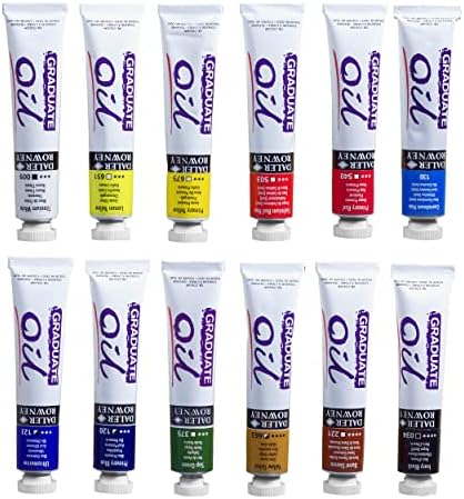 Daler Rowney Graduate Oil Paint Set, 12 Assorted Colors in 22mL Tubes - High Lightfastness, Painting Supplies Ideal for Artists, Students, and Hobbyists