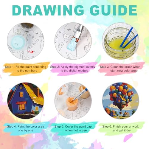 Paint by Numbers Kit for Adults, Balloon House Number Painting, 16x20 Inch | DIY Adult Paint by Number Kit on Canvas for Beginners, without Frame, Home Wall Decor, Stress Relief Craft Gift