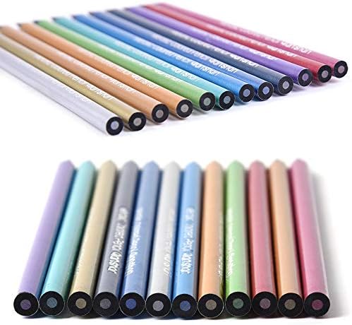 12 Metallic Colored Pencils Oil Based, Pre-sharpened Wooden Color Pencils