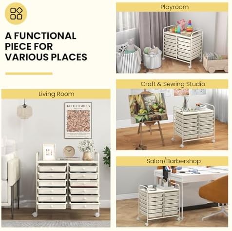 COSTWAY 12-Drawer Rolling Storage Cart, Utility Storage Organizer Cart