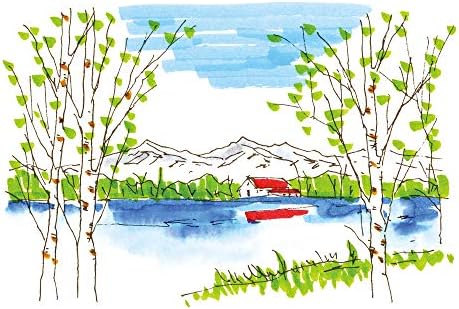 Kuretake ZIG FUDEBIYORI Brush Pens 12 colors set, AP-Certified, Odourless, Xylene free, Flexible Hard brush tip, Effective for both details and larger spaces, for Adult, Made in Japan