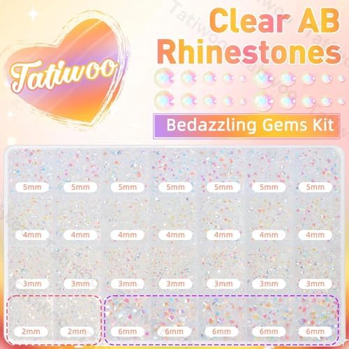 28Grids Clear AB Flatback Bedazzling Gems 2-6mm, Resin Rhinestones Kit