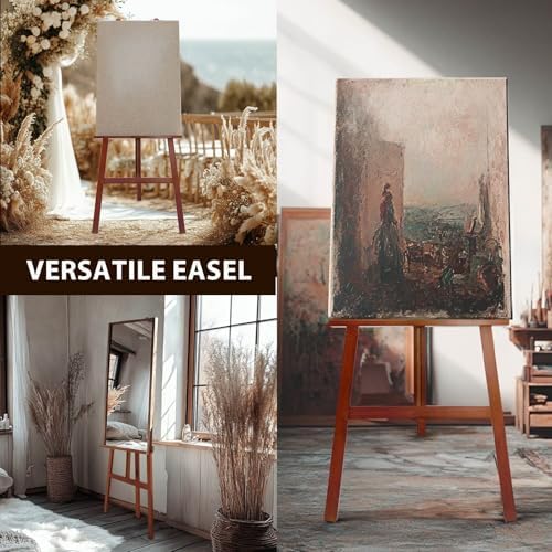 Large Walnut Wooden Easel Stand for Sign, A-Frame Painting Easel