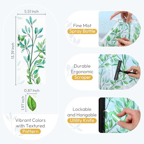 rabbitgoo Window Privacy Film Rainbow, Green Foliage, 23.6" x 78.7"