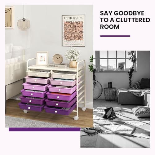 COSTWAY 12-Drawer Rolling Storage Cart, Utility Storage Organizer Cart