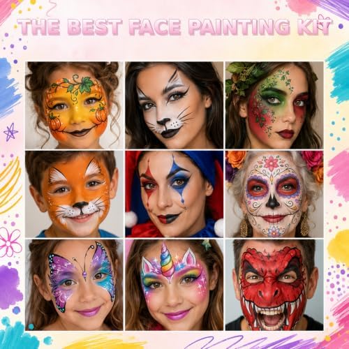 66 Color Face Painting Kit, Water Activated + Oil Face Body Paint Palette
