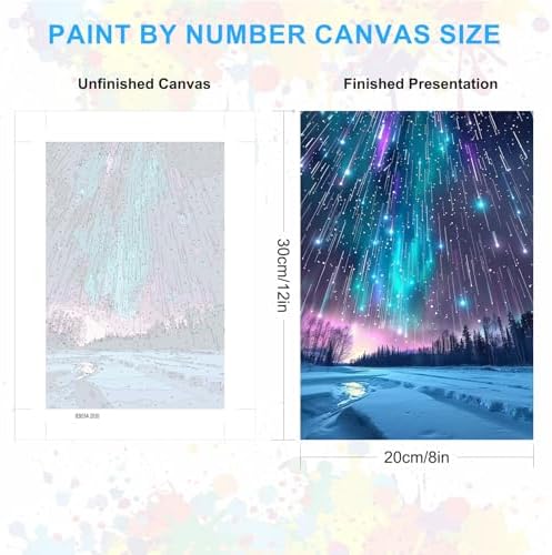 SENQAO Christmas Paint by Numbers for Adults Framed, Aurora Landscape Adults' Paint-by-Number Kits, Adult Paint by Number Kits on Canvas, Acrylic Number Painting for Home Decor, 8x12inch