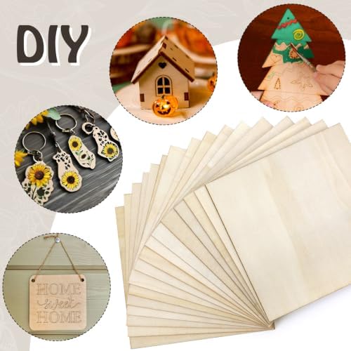 Blisstime 16PCS 6x6 Inch Wood Squares Unfinished Square Wood Pieces for Crafts,Painting, Writing, DIY Supplies, Engraving and Carving, Home Decorations (6x6 Inch 16Pcs)