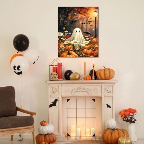 WULINHUAFA Halloween Paint by Numbers Adults Beginner 16x20 Inch | Ghost Adult Paint by Number Kits, DIY Acrylic Oil Easy Painting by Numbers for Gifts Home Wall Decor Without Frame