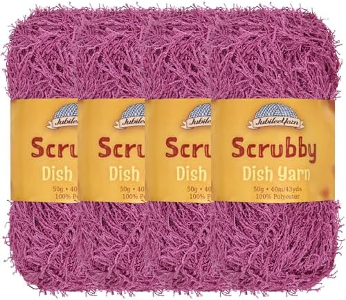 JubileeYarn Scrubby Dish Yarn - 50g/Skein Dishcloth Polyester - Grape Jam - 4 Skeins
