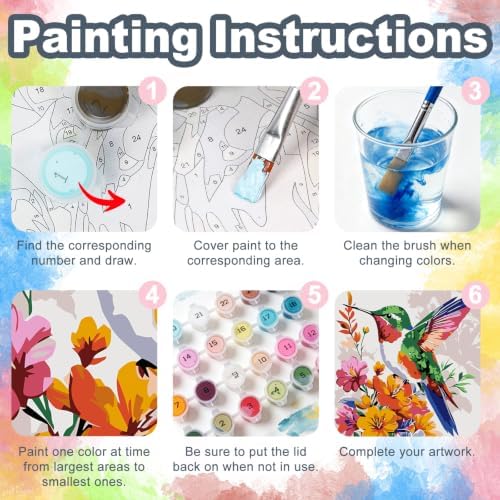 Hummingbird Framed Paint by Numbers Kit for Adults Beginner 8x12 inch