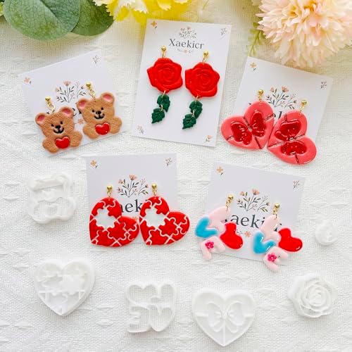 Xaekicr Heart Shape Polymer Clay Cutters Set – Polymer Molds & Clay Cutters for Polymer Clay, Decorative Earring, Clay Tools