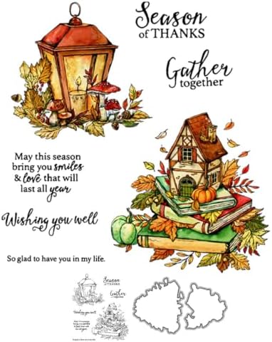 Lamp House Thanksgiving Clear Stamps and Die Cuts Sets for DIY Card Making