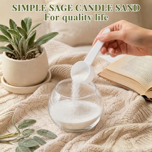 KEARLGMBH Candle Sand with Wick, 1.1IB Sage Scented Candle Pearled Wax, Candle Making Kit, Refillable Candle Sand kit for Home Decor Outdoor Wedding Centerpiece