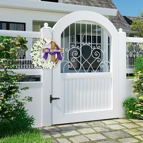 Large Size 12" Wooden Easter Ornaments to Paint, Wooden DIY Blank Unfinished Christian Religious Ornament Happy Easter Jesus He is Risen Door Sign Lily Cross Hanging Plaque Crafts Hanging Decorations