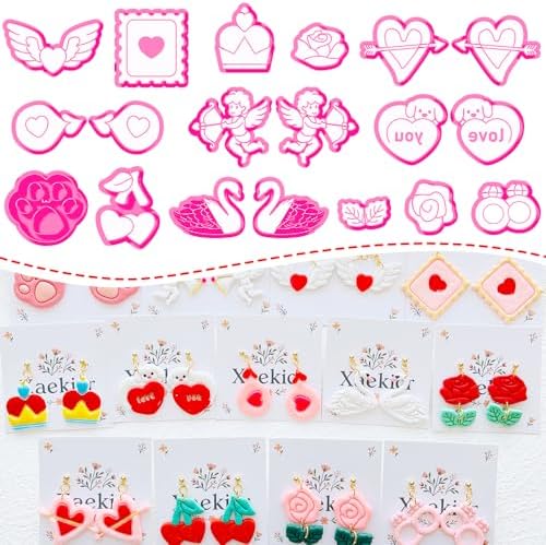 Valentine’s Day Polymer Clay Cutters Set – Romantic Polymer Clay Molds, Clay Cutters, Clay Earring Cutters, Clay Tools