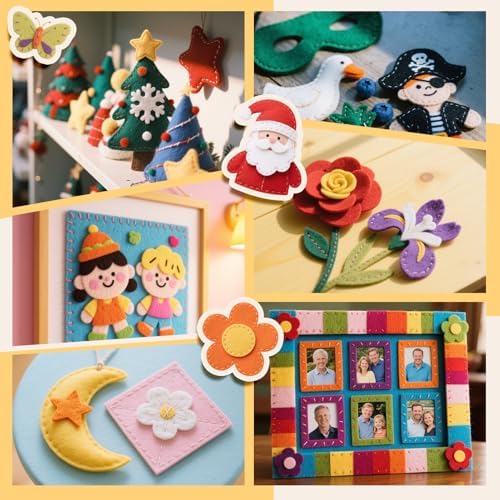 moinkerin 50Pcs Felt Sheets for Crafts with Thread 8"x12" Felt Fabric Sheets Assorted Colors 1mm Stiff Felt for Crafting DIY Handwork Sewing Patchwork (50 Colors)