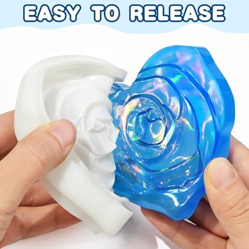 Resin Jar Molds, Rose Flower Shaped Heart Jar Resin Molds with Lid
