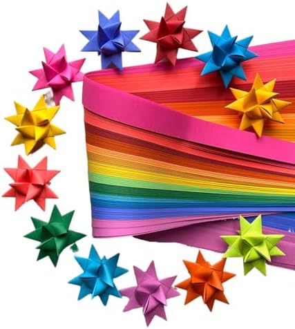 1/2" Bright Rainbow Froebel Moravian German Star Paper Strips Origami Ornaments Colorful Craft Projects (100 Strips)
