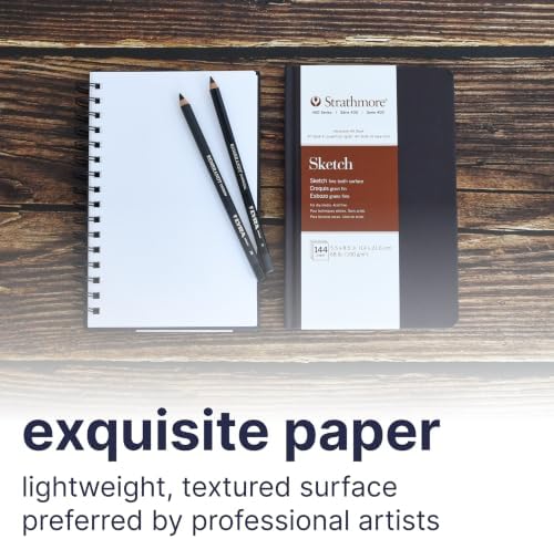Strathmore 400 Series Sketch Paper Art Book, Matte Brown Cover, Natural White, Side Wire Binding, 60 Sheets, 5.5x8.5 inch