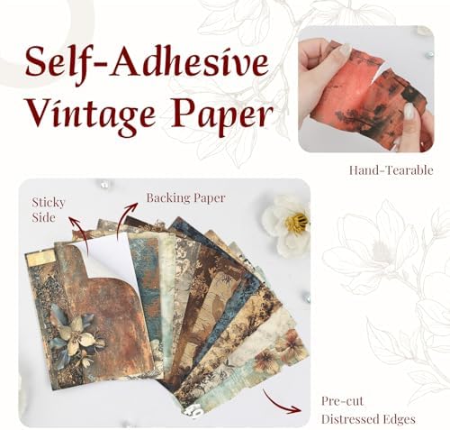 Dizdkizd 60 Sheets Vintage Scrapbook Paper Junk Journal Sticker Set