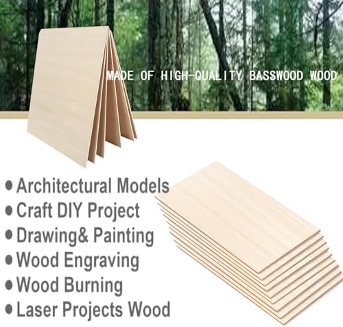 15 Pack 12"x18"x1/16 Basswood Sheets for Crafts- Thin Plywood Sheets - Balsa Wood Sheets -Unfinished Wood Boards for Painting,Laser Cutting,Engraving,Burning and CNC Cutting