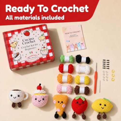 Cucina Crochet Kit for Beginners, 5 Italian Food Amigurumi Projects