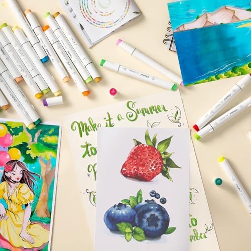 Ohuhu Alcohol Markers 216 Colors Brush& Chisel for Adults Cozy Coloring