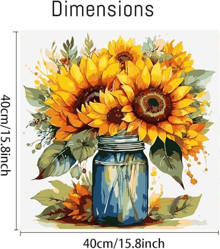Sunflower Paint by Numbers Kit for Adults Beginners 15.7X15.7 Inch