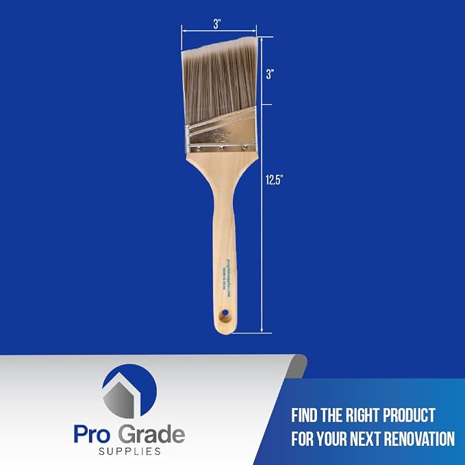 Pro Grade - Paint Brushes - 2Ea 3" Angle Brushes (Pack of 2)