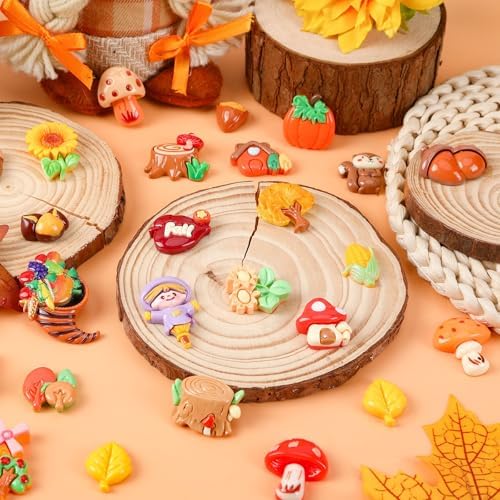 60Pcs Fall Resin Charms, Mini Autumn Flatback Charms for DIY Crafts