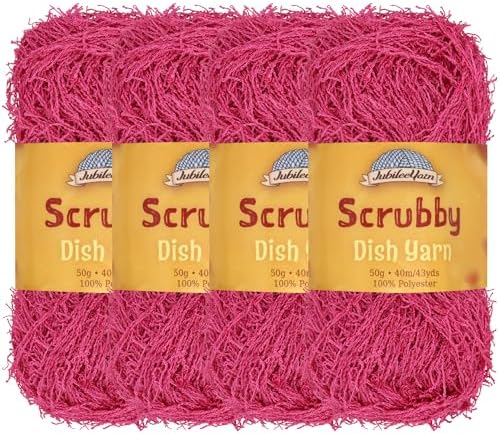 JubileeYarn Scrubby Dish Yarn - 50g/Skein Dishcloth Polyester - Rosewood - 4 Skeins
