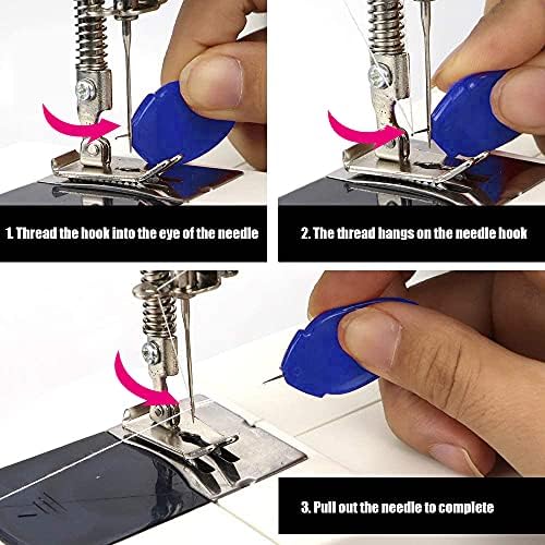 TOOVREN 12PCS Needle Threader for Hand Sewing Plastic Wire Hook Simple Threader for Needles Small Eye Easy Needle Threaders Tool for Sewing Machine Crafting Color Random