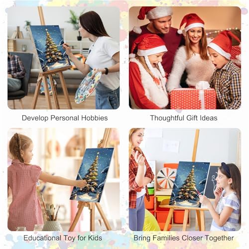 SENQAO Christmas Tree Paint by Numbers for Adults Beginners Framed, Christmas Adults' Paint-by-Number Kits, Adult Paint by Number Kits on Canvas, Acrylic Number Painting for Home Decor, 8x12inch