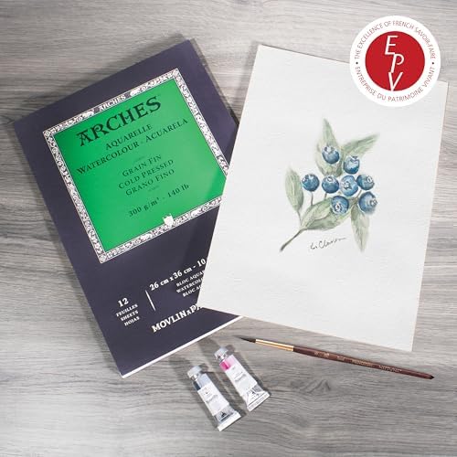 Arches Watercolor Pad, Cold Press, 9x12 inches, 12 Sheets - Professional Art Paper for Watercolor Gouache Ink Acrylic