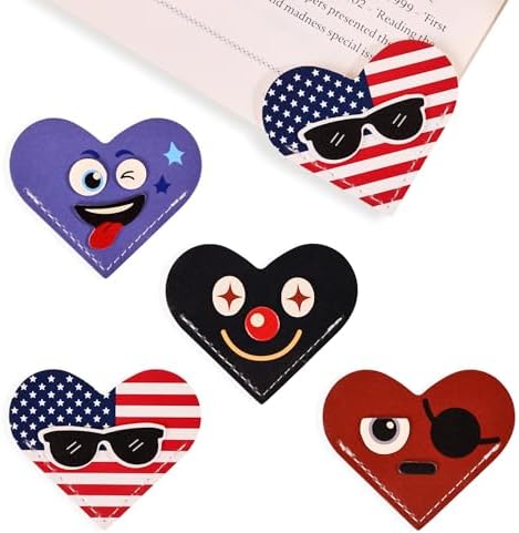 VYRANA 4Pcs Leather Heart Bookmarks - Cute Corner Book Marks Sets for Reading, Cool Funny Read Lover Gifts for Women Men Girls Kids Reader, Stylish Book Markers for Reading, Ideal Gifts for Planner