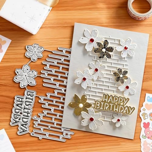 Scrapbooking Die-Cuts, Layer Frame Net Set Metal Cutting Dies for Card Making, Paper Craft Template, Background Embossing Stencils, DIY Album Décor (Net and Flower-9.6x8.5cm)
