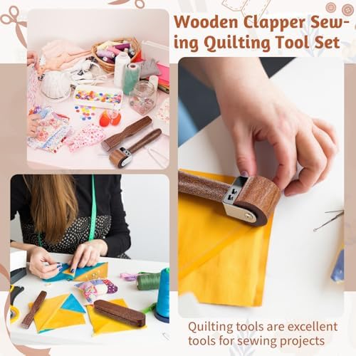 AceOrbit 3 Pcs Wooden Clapper Sewing Quilting Tool Set, Starter Set