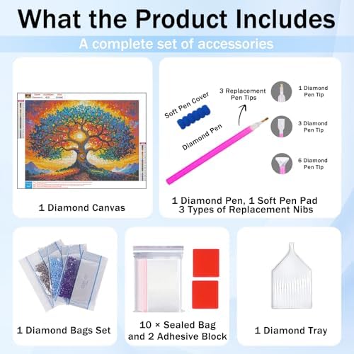 XTCIXAL Diamond Art Kits for Adults, Tree Diamond Painting, 12x16 Inch