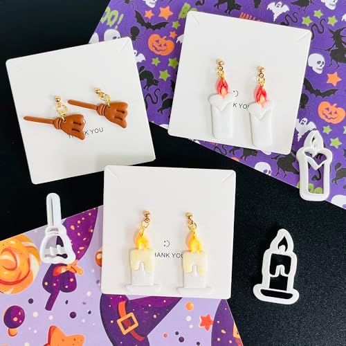 Xaekicr Halloween Polymer Clay Cutters Set – 8pcs Halloween Clay Cutters for Polymer Clay Jewelry, Clay Earring Cutters and Molds – Pumpkin, Tombstone, Witch Hat Clay Tools for DIY Crafts