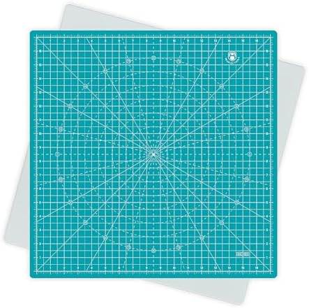 Headley Tools 17"x17" Rotating Cutting Mat, Self Healing Mat with 360-Degree Rotation & Anti-Slip Base, Sewing Board Cutting Mat Perfect for Fabric Quilting Leather Hobby Project, Turquoise