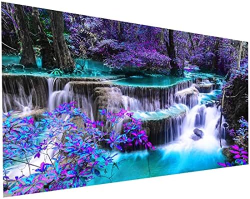 YALKIN Paint by Number for Adults Beginners,DIY Large Size (35.5 x 15.7 inch) Waterfall Paint by Numbers Arts and Crafts Paintwork with Paintbrushes Canvas Oil Painting for Home Decor,Gift