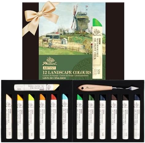 PHOENIX Earth Tone Oil Paint Stick - Set of 12 Landscape Woodland Colors 37ml Large Soft Water Soluable Oil Pastels for Artists