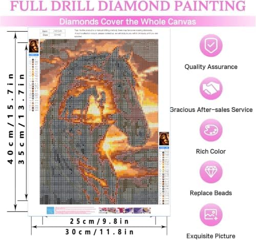 KYOQFVN Horse Diamond Painting Kits for Adults, Animal Diamond Art Kits for Adults, DIY 5D Full Drill Gem Art Craft Kits for Home Wall Decor 12X16 Inch